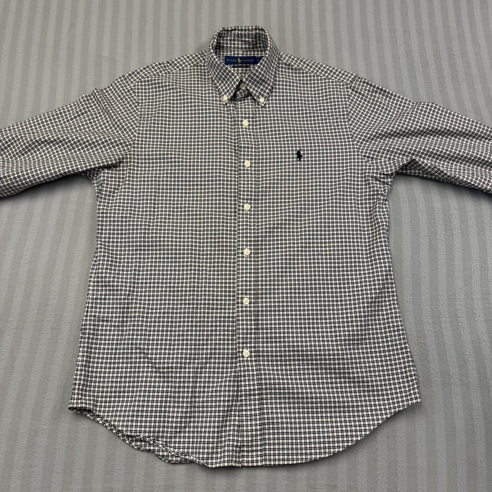 Ralph‎ Lauren Dress Shirt Mens Size Medium  Plaid Luxury Twill Button Down